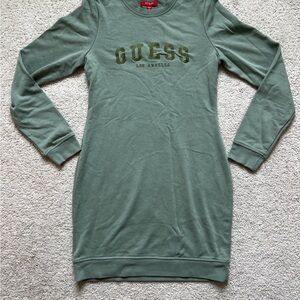 GUESS Los Angeles Long Sleeve Sweatshirt Dress Women’s Size M Green